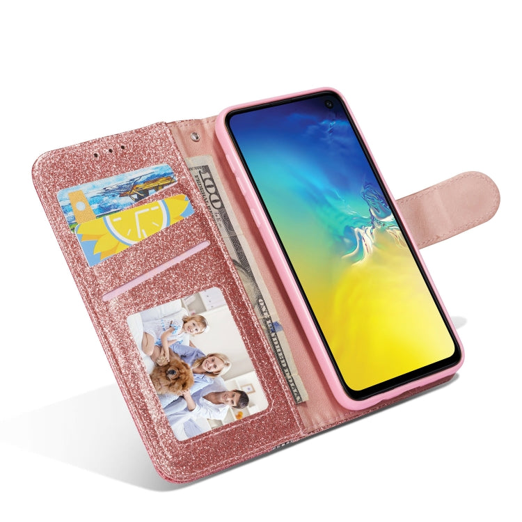 For Samsung Galaxy S10e Glitter Powder Butterfly Leather Phone Case