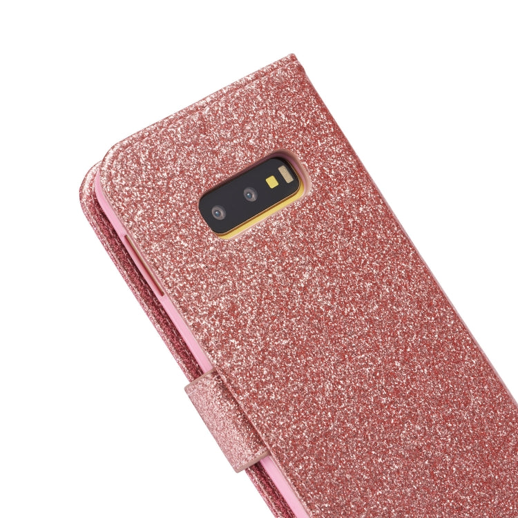 For Samsung Galaxy S10e Glitter Powder Butterfly Leather Phone Case