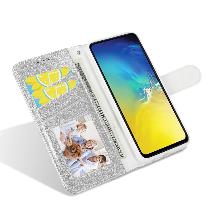 For Samsung Galaxy S10e Glitter Powder Butterfly Leather Phone Case