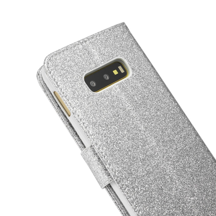 For Samsung Galaxy S10e Glitter Powder Butterfly Leather Phone Case