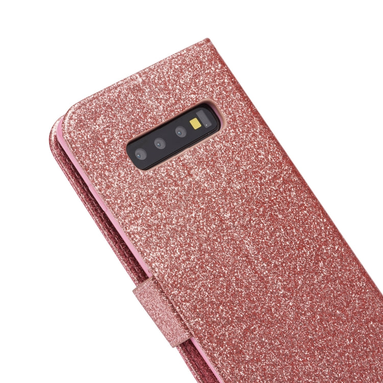 For Samsung Galaxy S10+ Glitter Powder Butterfly Leather Phone Case