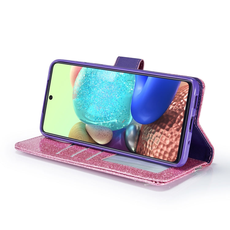 For Samsung Galaxy S20 Glitter Powder Butterfly Leather Phone Case