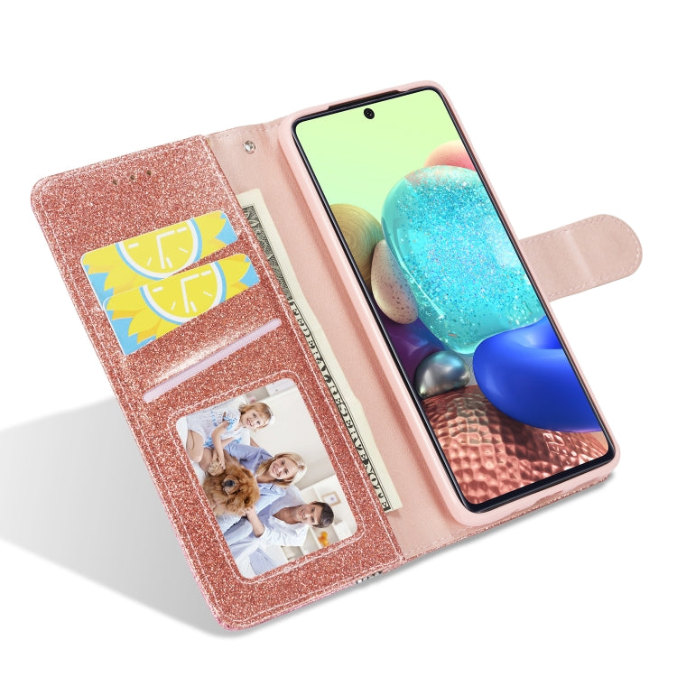 For Samsung Galaxy S20 Glitter Powder Butterfly Leather Phone Case