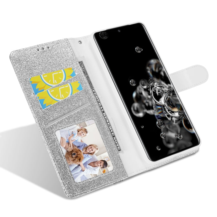 For Samsung Galaxy S20 Ultra Glitter Powder Butterfly Leather Phone Case