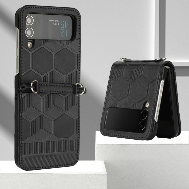 For Samsung Galaxy Z Flip4 Football Texture Leather Phone Case