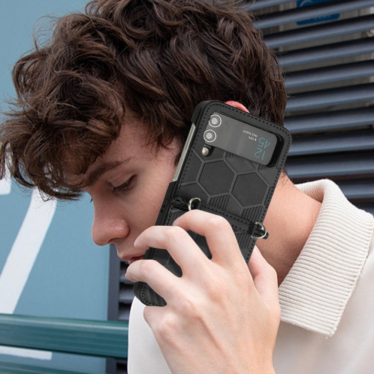 For Samsung Galaxy Z Flip4 Football Texture Leather Phone Case