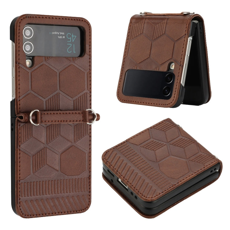 For Samsung Galaxy Z Flip4 Football Texture Leather Phone Case