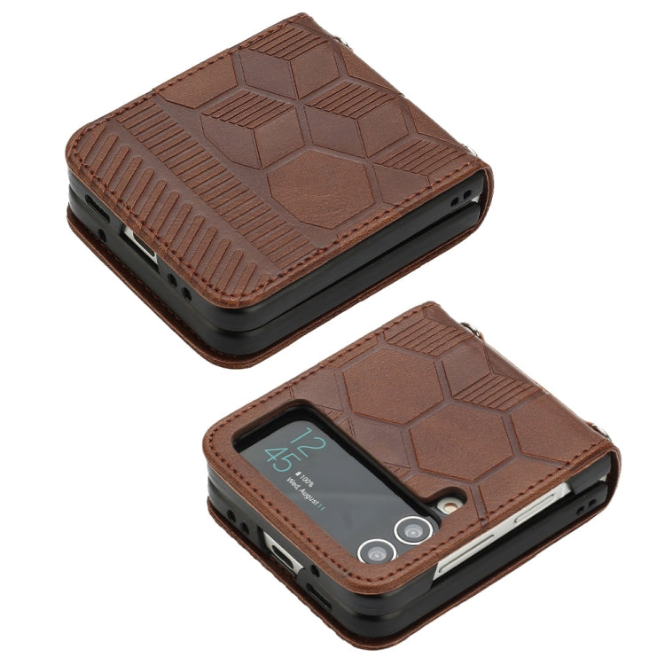 For Samsung Galaxy Z Flip4 Football Texture Leather Phone Case