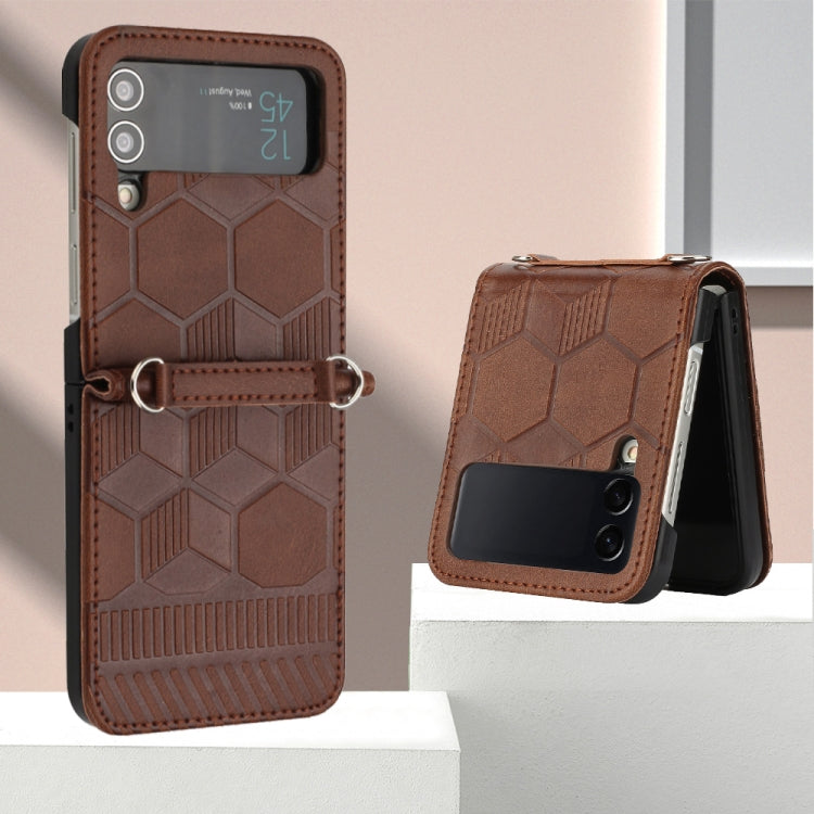 For Samsung Galaxy Z Flip4 Football Texture Leather Phone Case