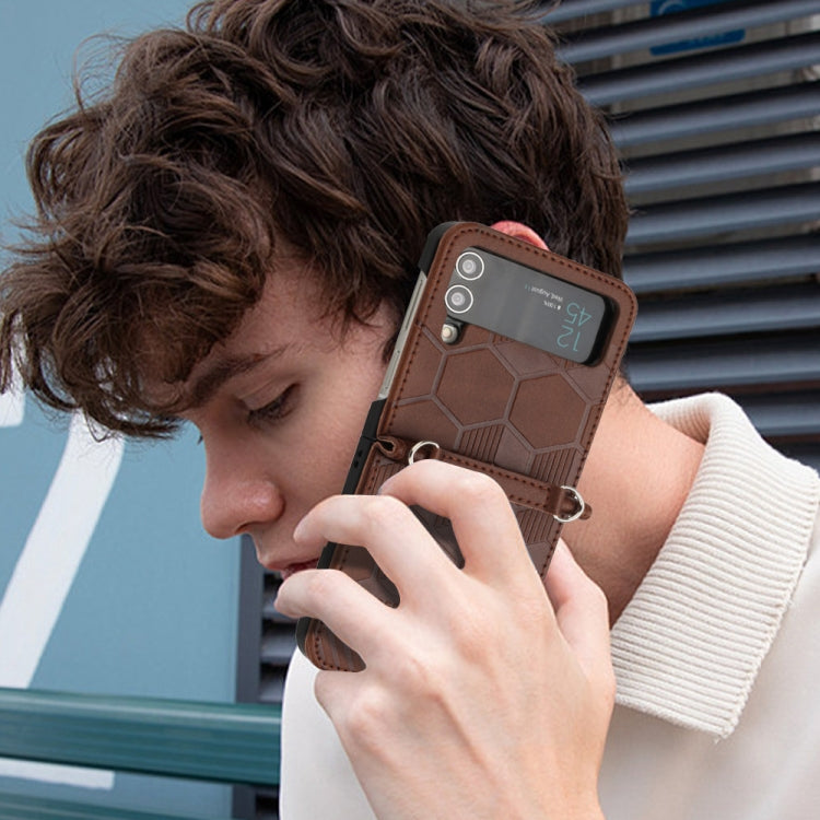 For Samsung Galaxy Z Flip4 Football Texture Leather Phone Case