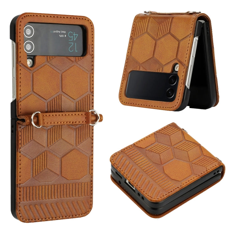 For Samsung Galaxy Z Flip4 Football Texture Leather Phone Case