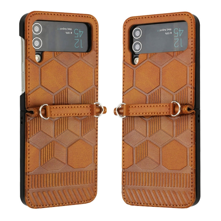 For Samsung Galaxy Z Flip4 Football Texture Leather Phone Case