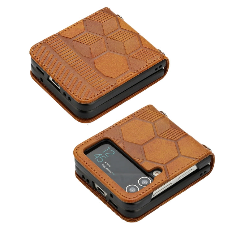 For Samsung Galaxy Z Flip4 Football Texture Leather Phone Case