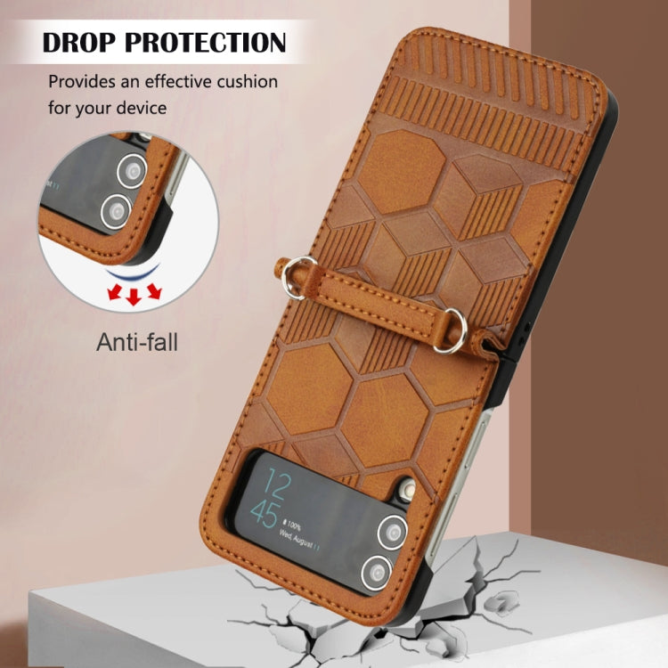 For Samsung Galaxy Z Flip4 Football Texture Leather Phone Case