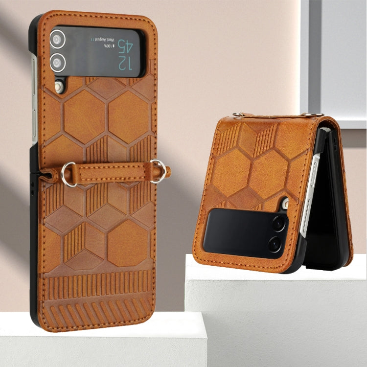 For Samsung Galaxy Z Flip4 Football Texture Leather Phone Case