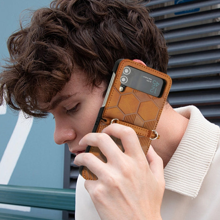 For Samsung Galaxy Z Flip4 Football Texture Leather Phone Case