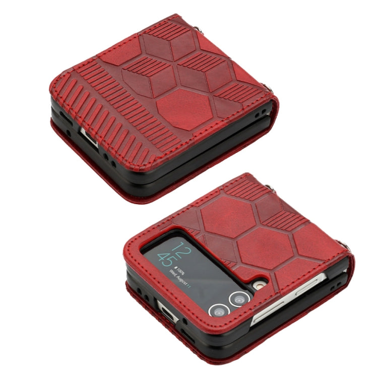 For Samsung Galaxy Z Flip4 Football Texture Leather Phone Case