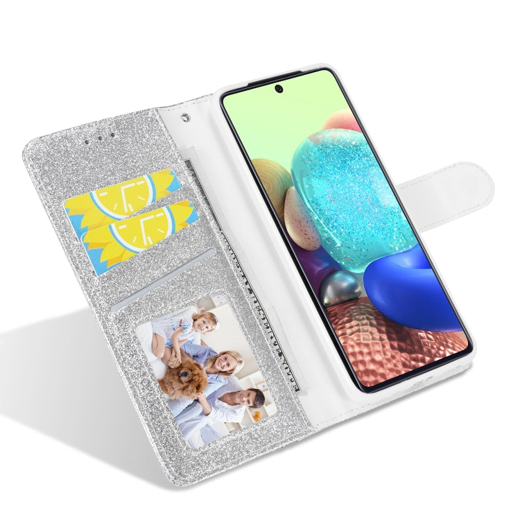 For Samsung Galaxy S20+ Glitter Powder Butterfly Leather Phone Case