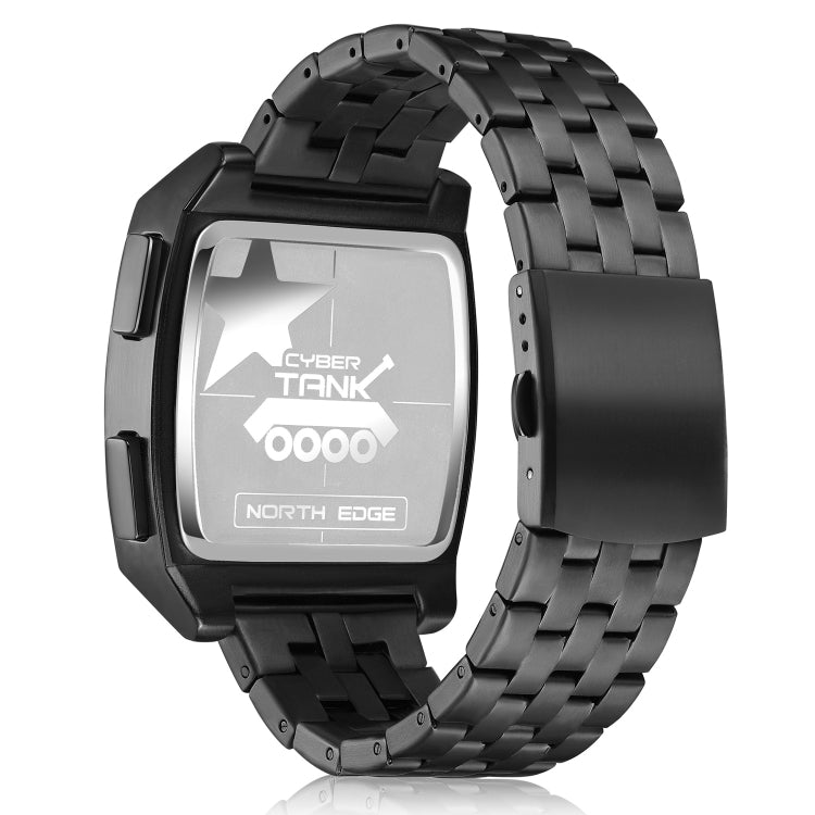 NORTH EDGE CyberTank Stainless Steel Strap Multifunctional Electronic Watch(Black)