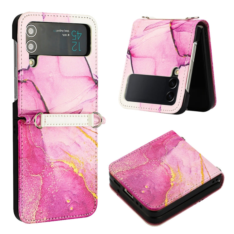 For Samsung Galaxy Z Flip3 5G Marble Pattern Leather Phone Case
