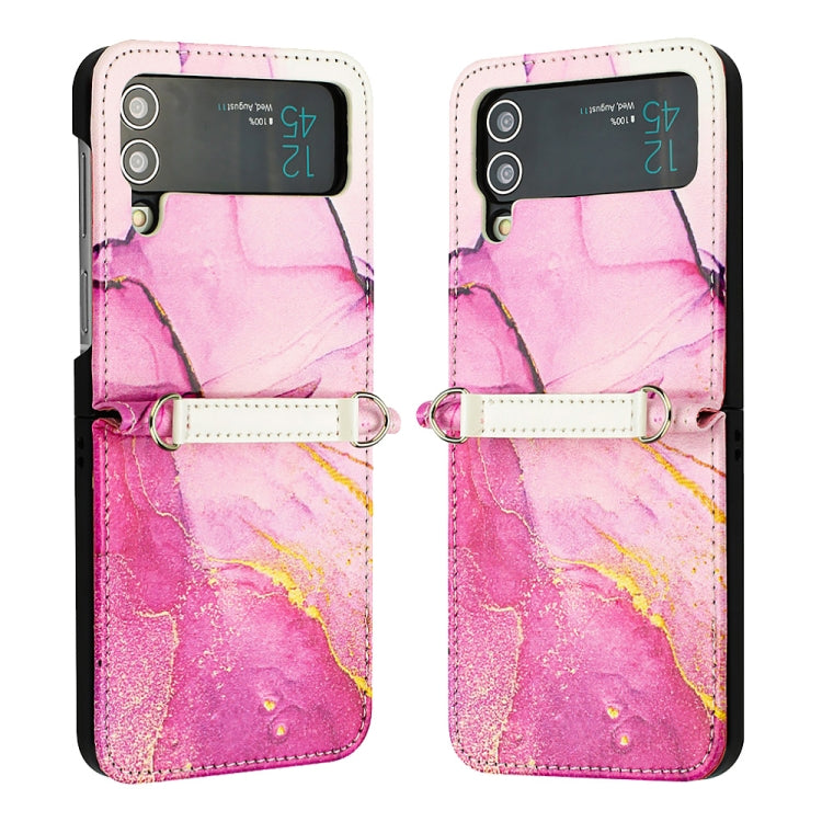 For Samsung Galaxy Z Flip4 Marble Pattern Leather Phone Case
