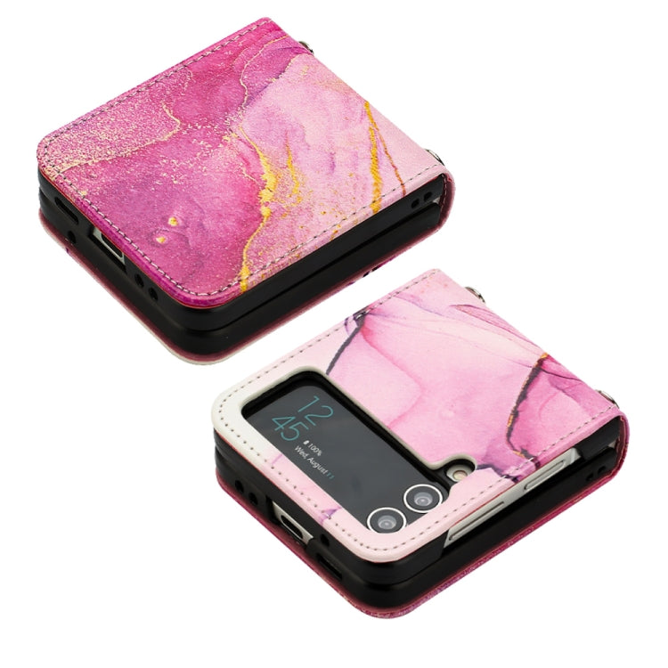 For Samsung Galaxy Z Flip4 Marble Pattern Leather Phone Case