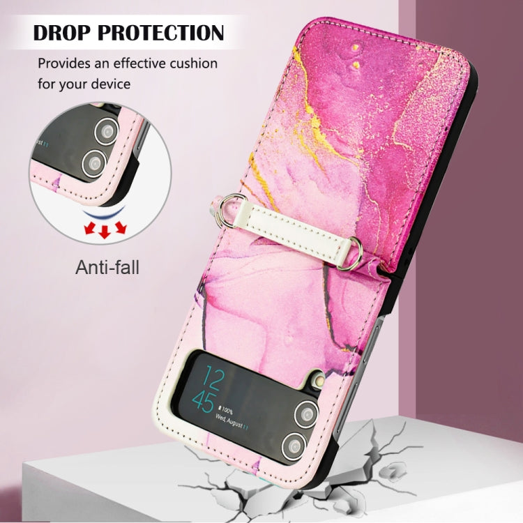 For Samsung Galaxy Z Flip4 Marble Pattern Leather Phone Case