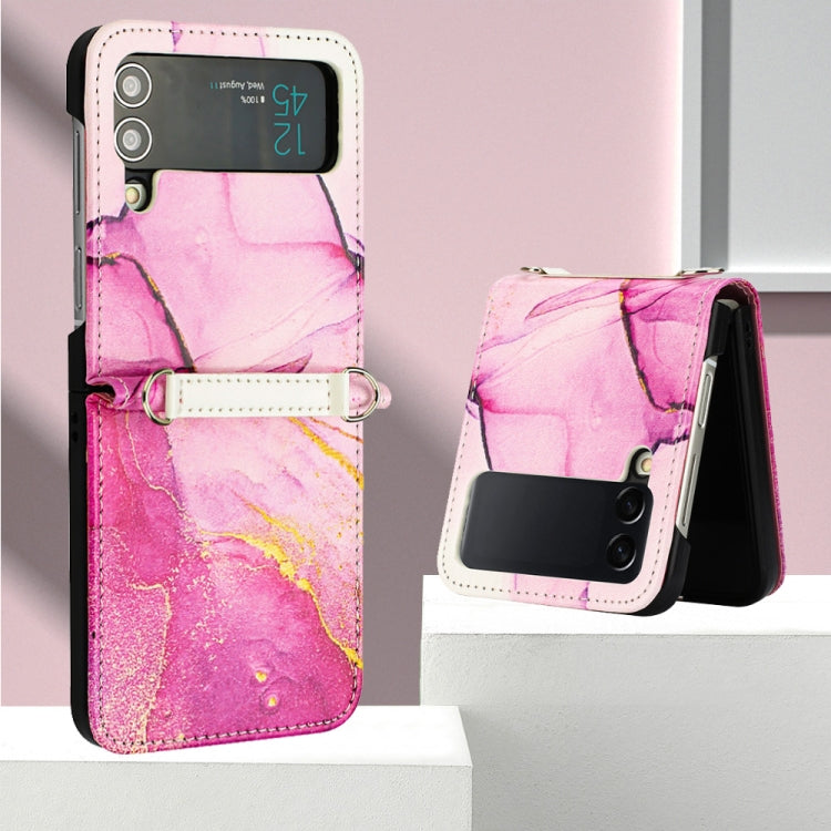 For Samsung Galaxy Z Flip4 Marble Pattern Leather Phone Case
