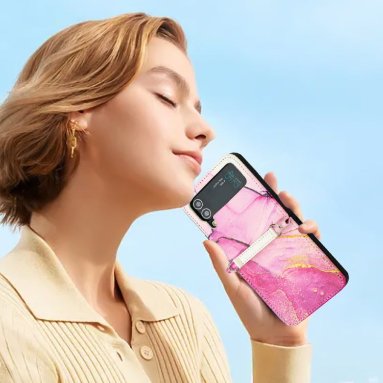 For Samsung Galaxy Z Flip4 Marble Pattern Leather Phone Case