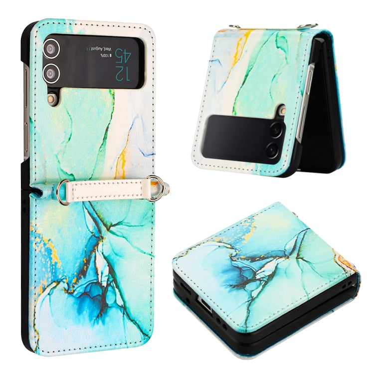 For Samsung Galaxy Z Flip4 Marble Pattern Leather Phone Case
