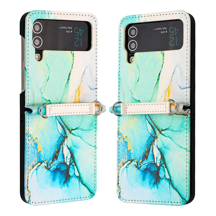For Samsung Galaxy Z Flip4 Marble Pattern Leather Phone Case