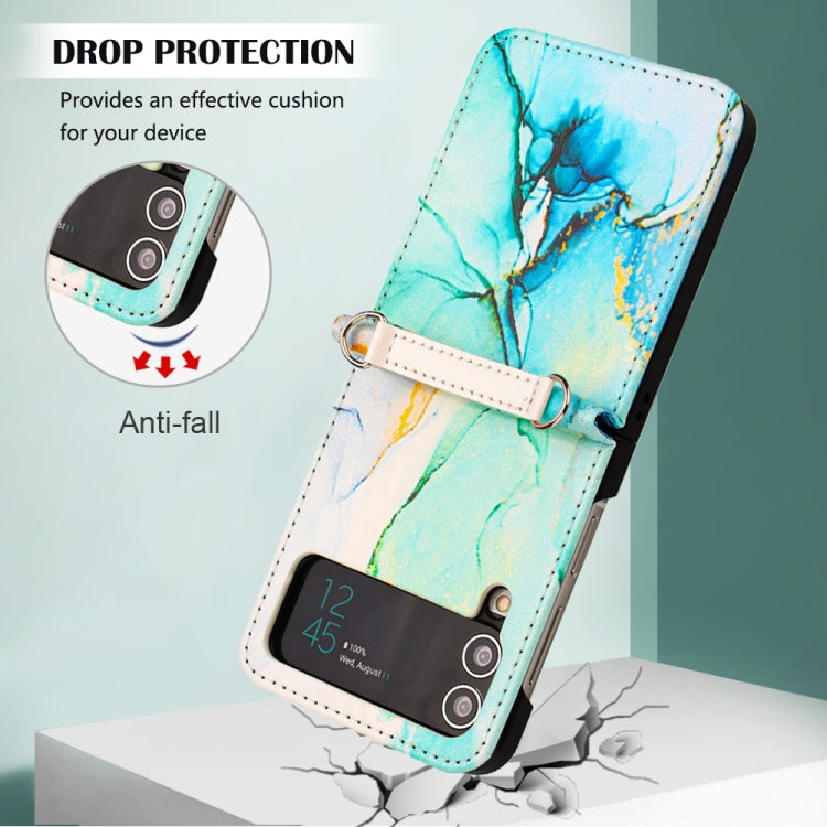 For Samsung Galaxy Z Flip4 Marble Pattern Leather Phone Case