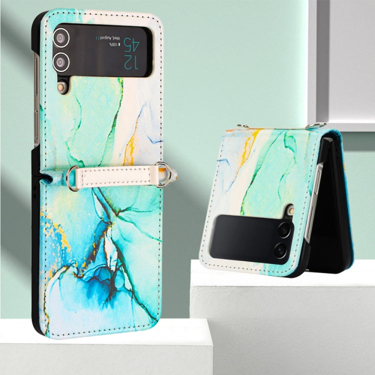 For Samsung Galaxy Z Flip4 Marble Pattern Leather Phone Case