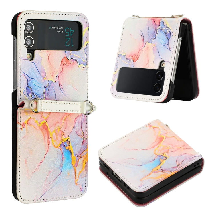 For Samsung Galaxy Z Flip4 Marble Pattern Leather Phone Case