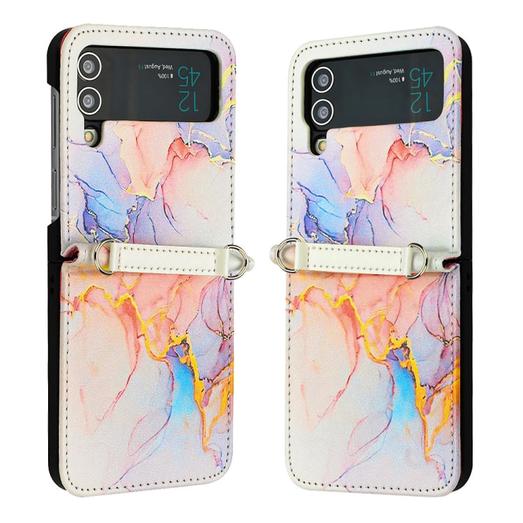 For Samsung Galaxy Z Flip4 Marble Pattern Leather Phone Case