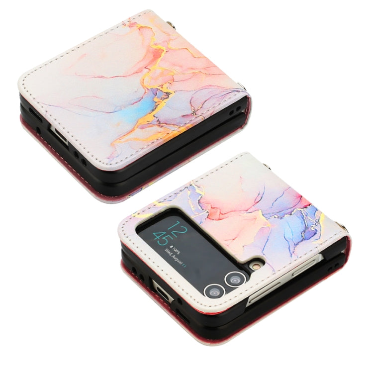 For Samsung Galaxy Z Flip4 Marble Pattern Leather Phone Case