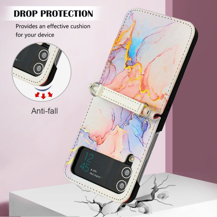 For Samsung Galaxy Z Flip4 Marble Pattern Leather Phone Case