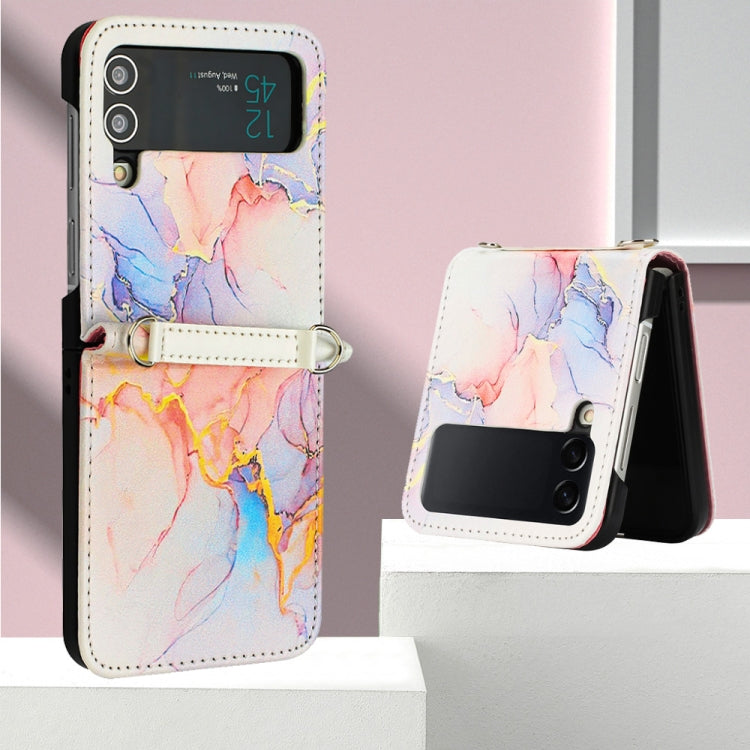 For Samsung Galaxy Z Flip4 Marble Pattern Leather Phone Case