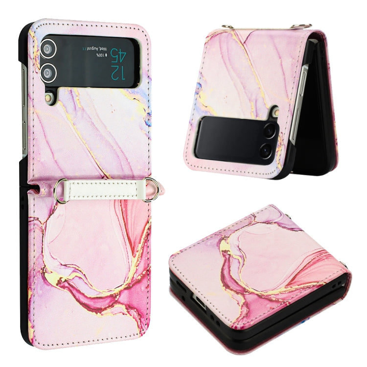 For Samsung Galaxy Z Flip4 Marble Pattern Leather Phone Case