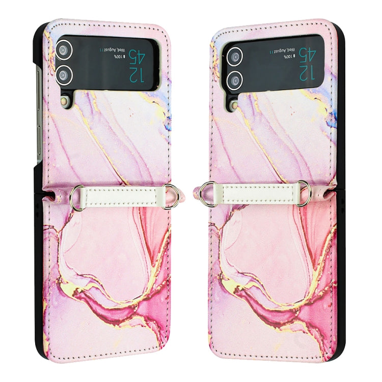 For Samsung Galaxy Z Flip4 Marble Pattern Leather Phone Case