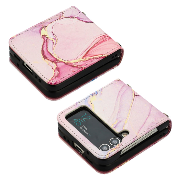 For Samsung Galaxy Z Flip4 Marble Pattern Leather Phone Case
