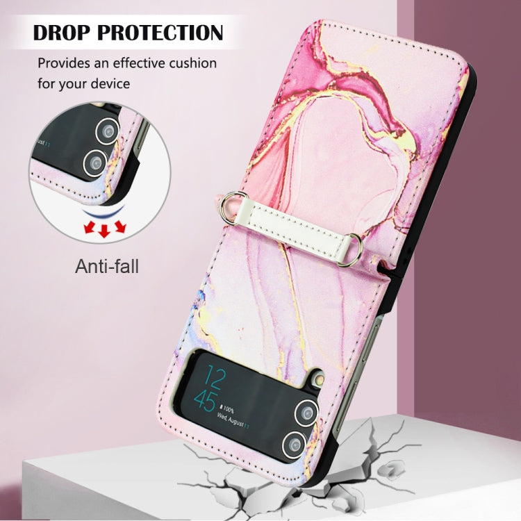 For Samsung Galaxy Z Flip4 Marble Pattern Leather Phone Case