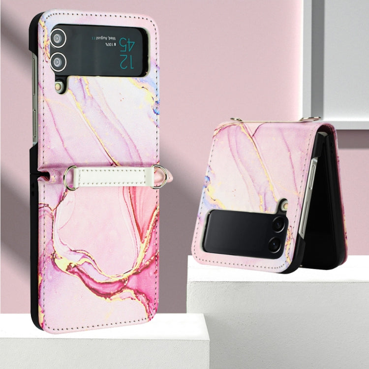 For Samsung Galaxy Z Flip4 Marble Pattern Leather Phone Case