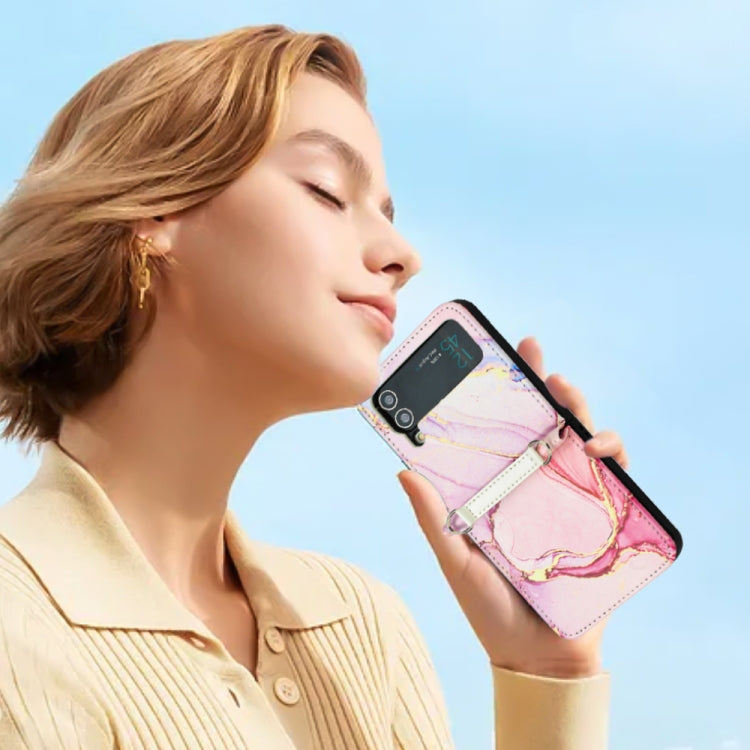 For Samsung Galaxy Z Flip4 Marble Pattern Leather Phone Case