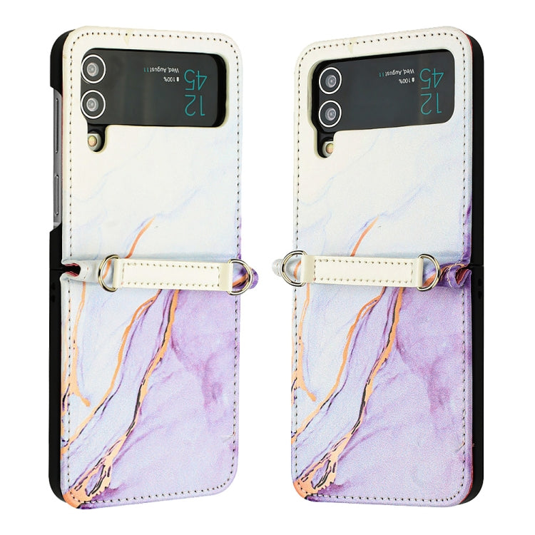 For Samsung Galaxy Z Flip4 Marble Pattern Leather Phone Case