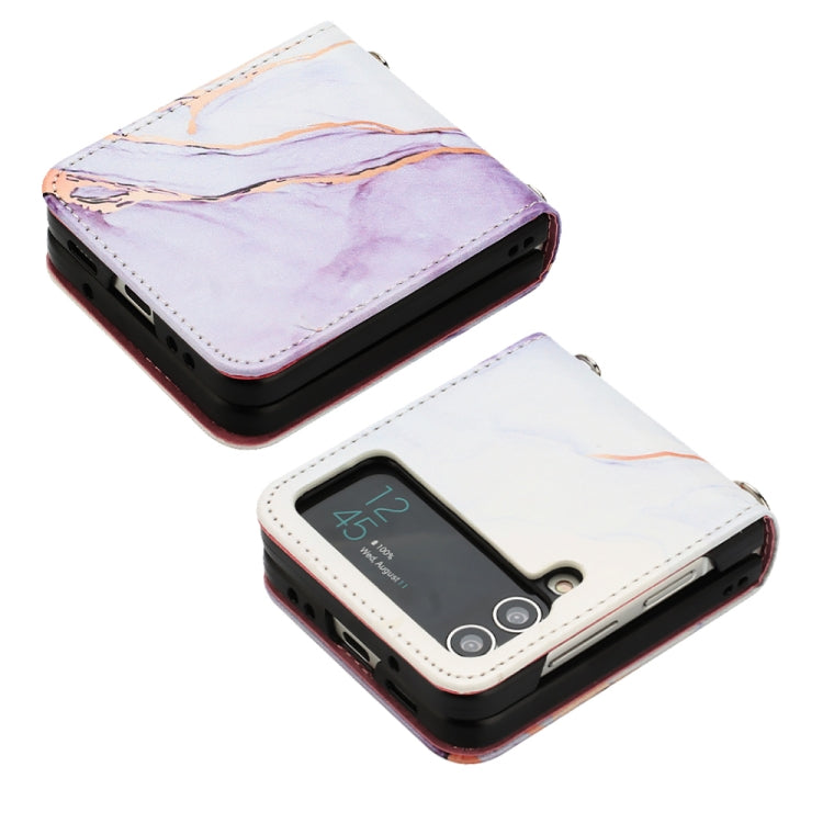 For Samsung Galaxy Z Flip4 Marble Pattern Leather Phone Case