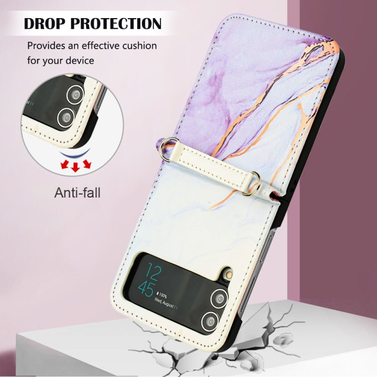 For Samsung Galaxy Z Flip4 Marble Pattern Leather Phone Case