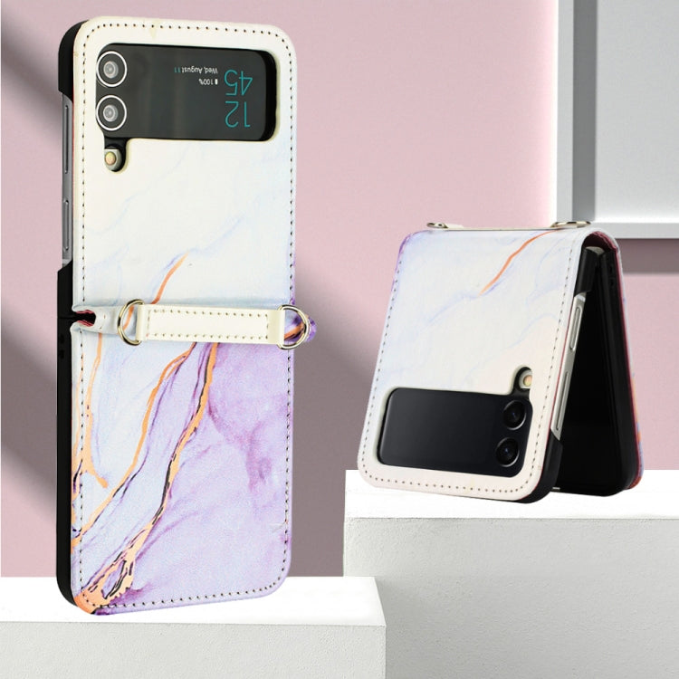 For Samsung Galaxy Z Flip4 Marble Pattern Leather Phone Case