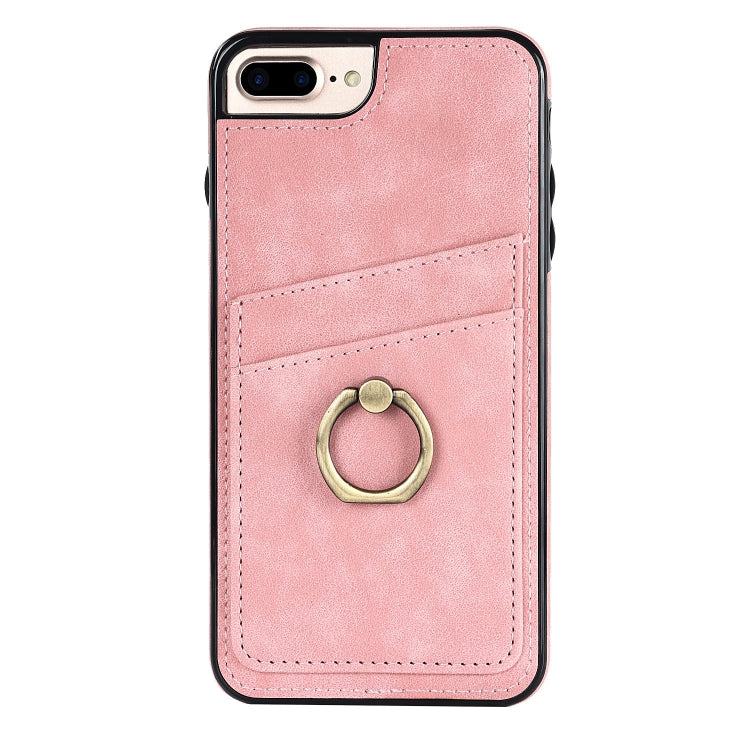 Vintage Patch Leather Phone Case with Ring Holder For iPhone 7 Plus/8 Plus