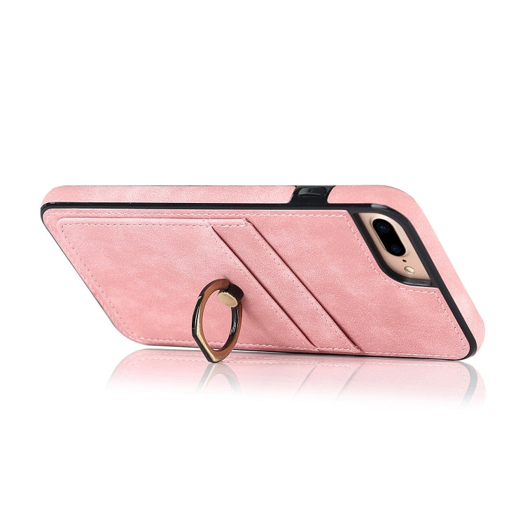 Vintage Patch Leather Phone Case with Ring Holder For iPhone 7 Plus/8 Plus